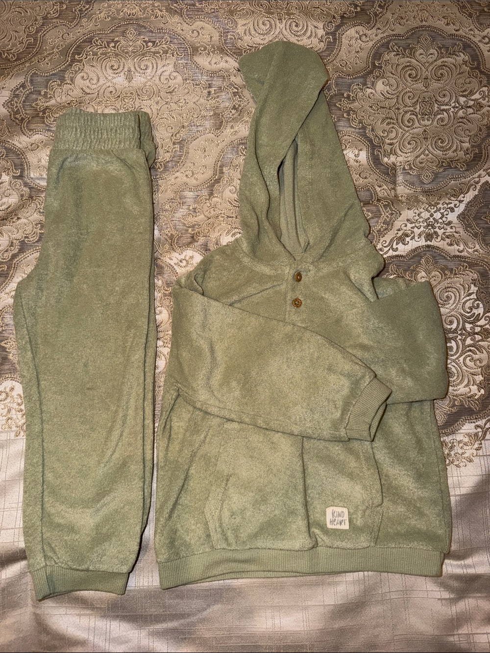 Kids Olive Hooded Sweatshirt & Joggers Matching Set
